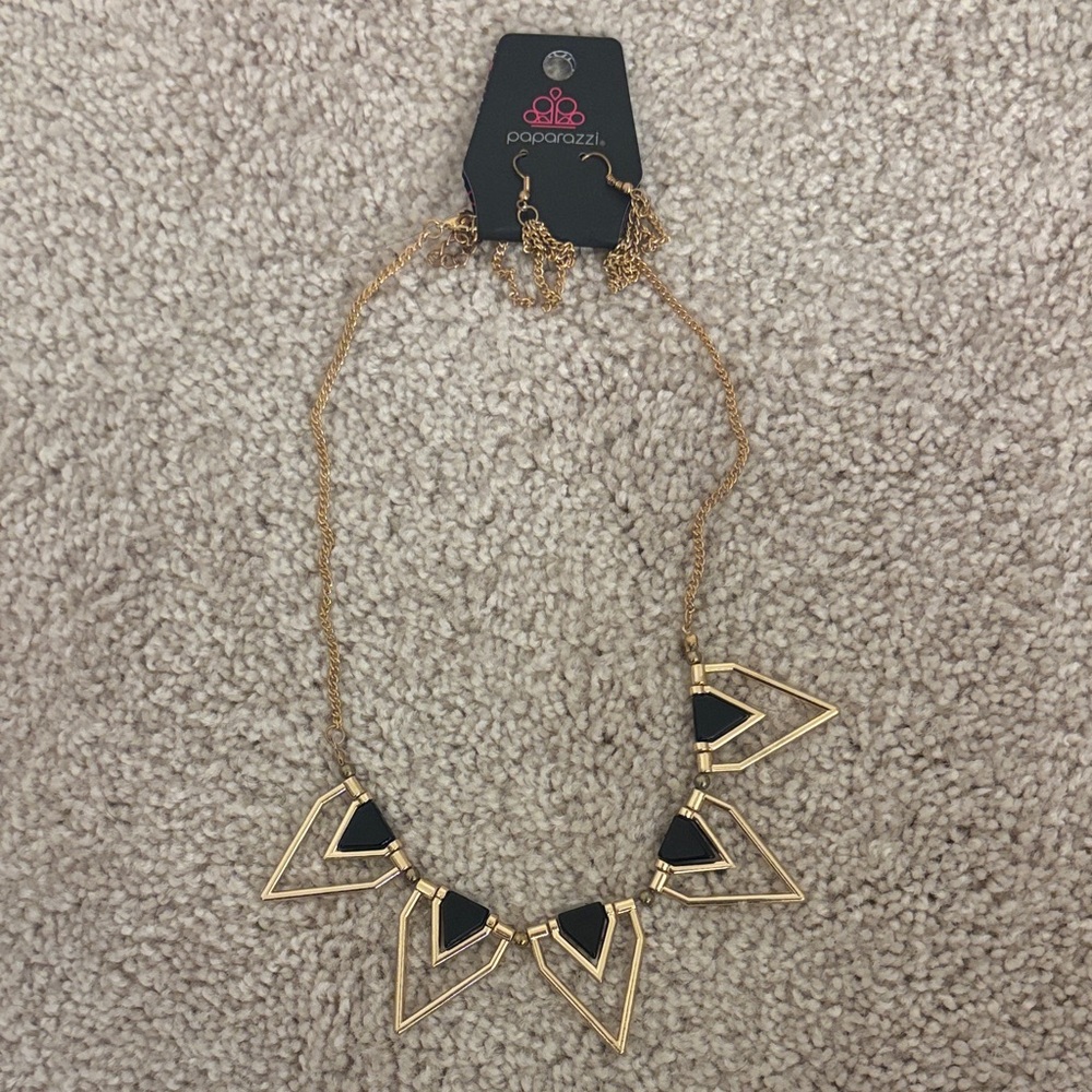 Paparazzi Gold Necklace with Black Triangles